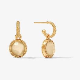 Fleur-de-Lis Hoop and Charm Earring - Iridescent Champagne
