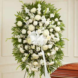 Deepest Sympathies White Standing Spray