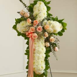 Peace and Prayers Standing Cross - Peach