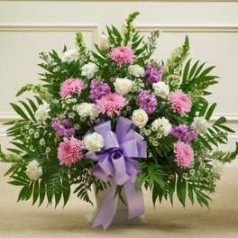 Tribute Lavender & White Floor Basket Arrangement