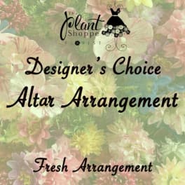 Floral shop sign over a pastel flower background