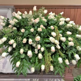 Soft Pink Rose Casket Cover