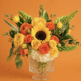 Golden Sunshine Garden – Mother’s Day Flowers | DFW Florist (Cube Vase)