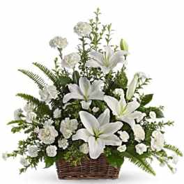 Peaceful White Lilies Basket