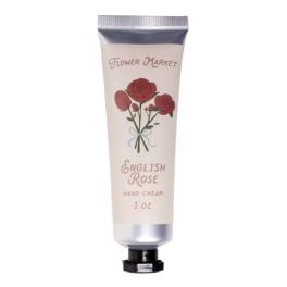 Tube of English Rose hand cream with a rose bouquet illustration