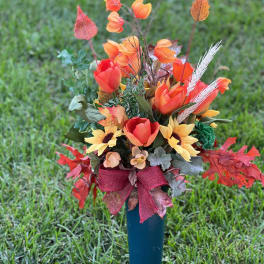 Fall Sunflower Cemetery Vase