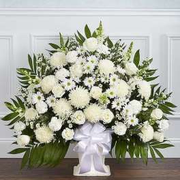 White Floor Basket Arrangement
