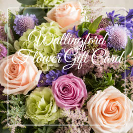 Wedding flower gift card with pastel roses and mixed blooms