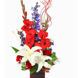 VICTORY FIREWORKS VASE ARRANGEMENT