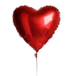 Red heart-shaped balloon on a string