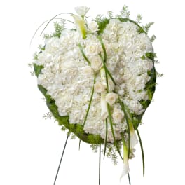 remembering with love, heart on a stand