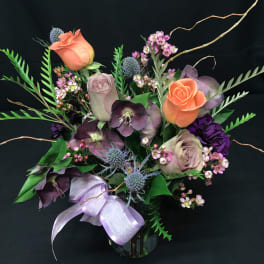 Small premium rose bud vase with willow