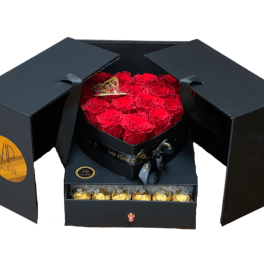 "Seduce" Flower Heart Box (preserved roses)