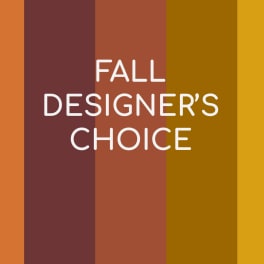 Fall Designer's Choice text on vertical autumn color stripes