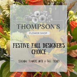Fall-themed bouquet with sunflowers, roses, and mixed seasonal blooms