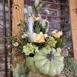 Eckert Florist's Permanent Botanical Green Pumpkin *LOCAL DELIVERY ONLY
