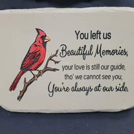 "You Left Us" Concrete Cardinal Stone with Easel