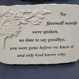 "Farewell Words" Concrete Stone with Easel