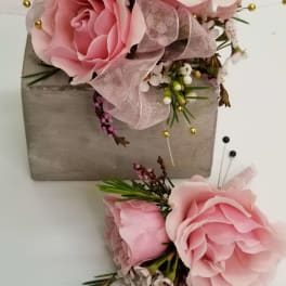 Pink Corsage and Bout Set