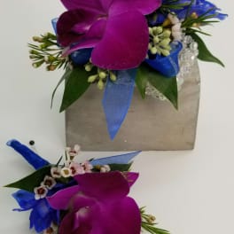 Fuschia Orchid Corsage and Bout Set