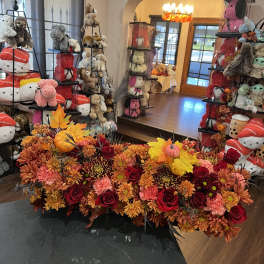2.5 feet long and low centerpiece