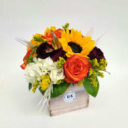 Small wood box fall colors