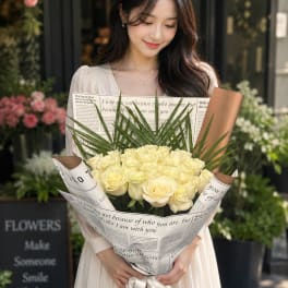 WHITE ROSES ROUND BOUQUET
