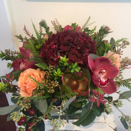 Orchids, hydrangea, roses