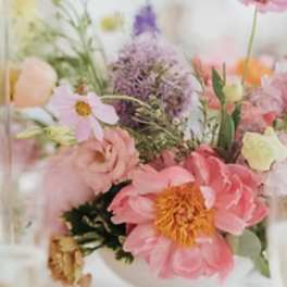 Pastel bouquet with pink and lavender flowers