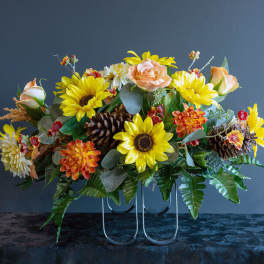 Yellow & Orange Artificial Fall Cemetery Saddle
