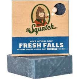Bar of soap with a boxed label on a stone base