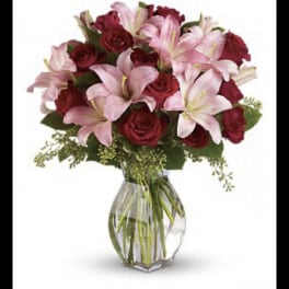 Pink Lilies & Red Roses