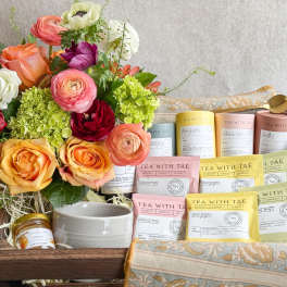 Flowers & Tea Gift Basket