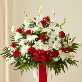 Heartfelt Sympathies Red & White Standing Basket