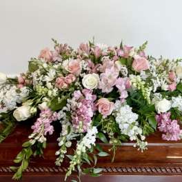 Pink and White Casket Spray