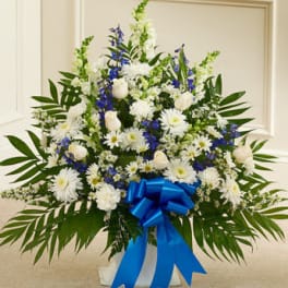 Tribute Blue & White Floor Basket Arrangement