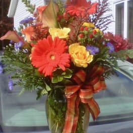 Abundant Fall Flowers Vase