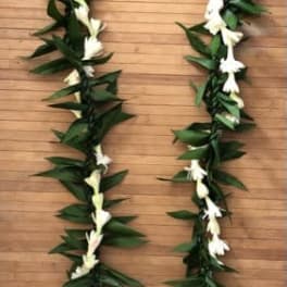 Maile Style Ti Leaf Lei with Tuberose