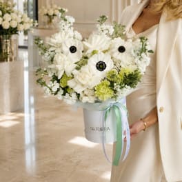 White Mixed Flower Box with Roses
