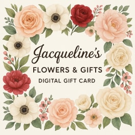 Digital gift card with watercolor flowers framing the text