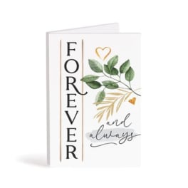 Sympathy card with "Forever and always" text and leafy illustration