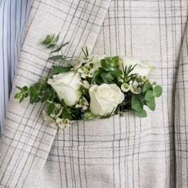 Pocket Square Boutonniere- Spray Rose