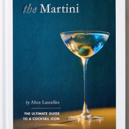 Book cover showing a martini glass on a blue background