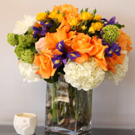 Spring Fling With Roses, Irises And Viburnum
