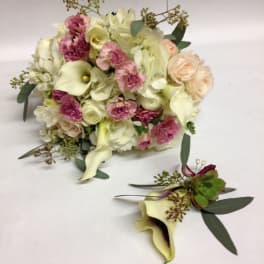 Affectionate and Blush Bridal Bouquet & Boutinierre Duo (Pre-order)