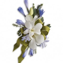 Blue and White Elegance Corsage