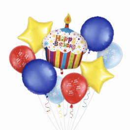Birthday balloon bouquet with star and round balloons