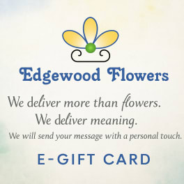 Edgewood Flowers e-gift card with floral logo and pastel background