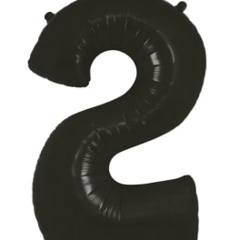 Black number 2 foil balloon on a white background