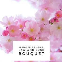 Pink cherry blossom bouquet with a text label